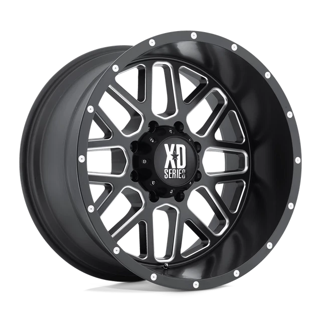 22x12 -44 KMC XD820 Grenade Satin Black Milled Wheels Rims 6x139.7 (QTY 4)