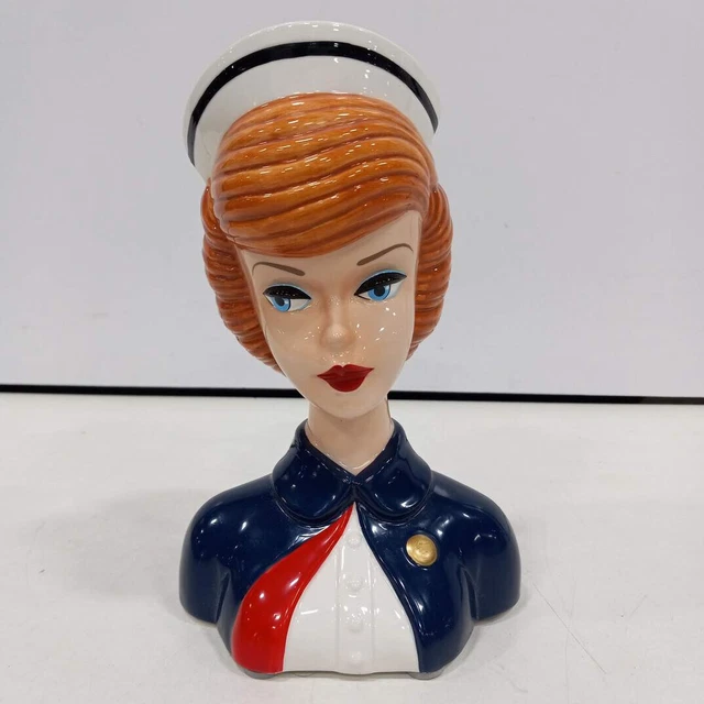 VINTAGE LADY HEAD Vase Enesco/Mattel Inc 1994 “Nurse Barbie” Titian