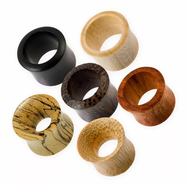 Flesh Tunnel Holz Ohr Plug verschiedene Holzarten Piercing in den Größen 4-50 mm