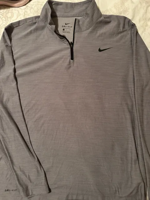 Nike - Dri Fit - Mens - 1/4 Zip Light Weight Pullover - Gray - Large