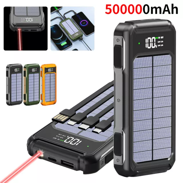TRAGBAR SOLAR POWERBANK 500000mAh Wasserdicht Solar Ladegerät mit LED Dual  USB EUR 29,99 - PicClick DE