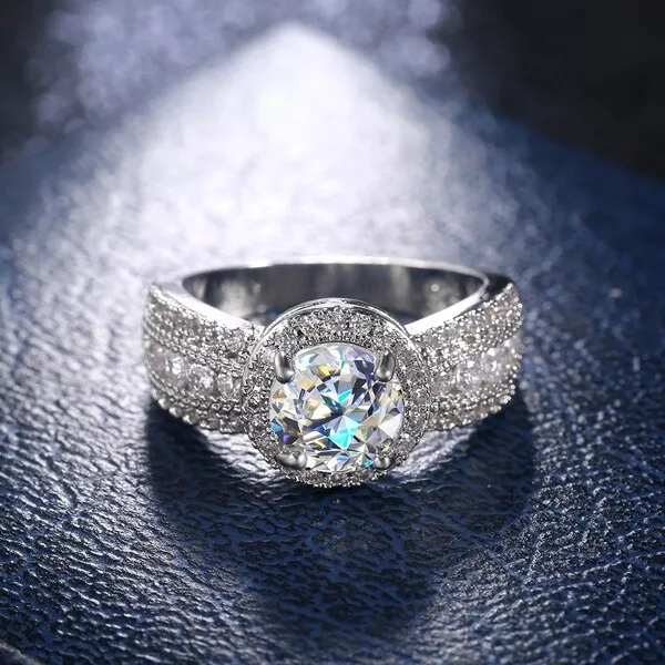 Shine Women 925 Silver Rings White Sapphire Wedding Ring Free Ship Size 6-10 3