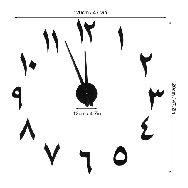 (Le Noir) Horloge Acrylique Horloge Murale à Mode Facile à Installer