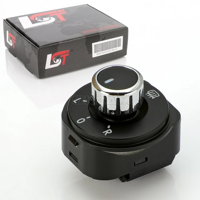 Aramox Interruttore Specchietto Laterale - Manopola Di Controllo Nera Per VW (2003-2014) - Codici 1K0959565H/F/K