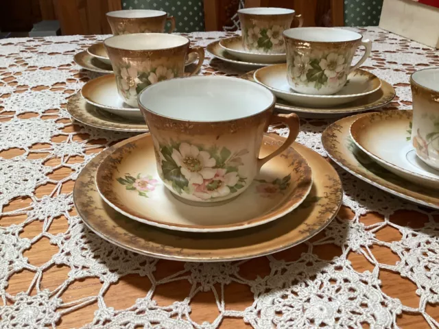 Antique Victorian Era Tea Set For 6 Fine Porcelain China Hand Painted