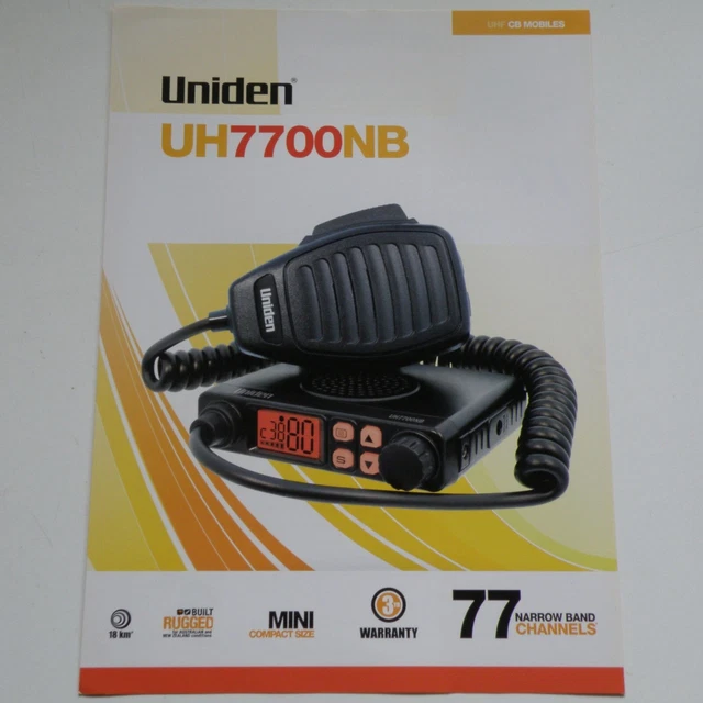 ORIGINAL 2PG SALES/INFO Sheet For*Uniden Uh7700Nb*40Ch Uhf Cb Radio
