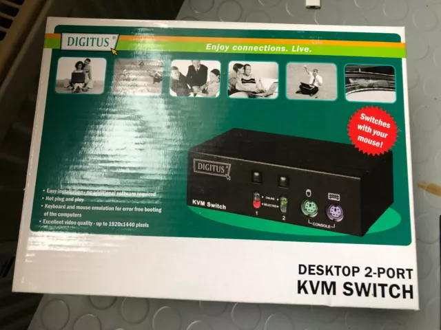 Digitus Desktop 2 port KVM Switch, new and unused