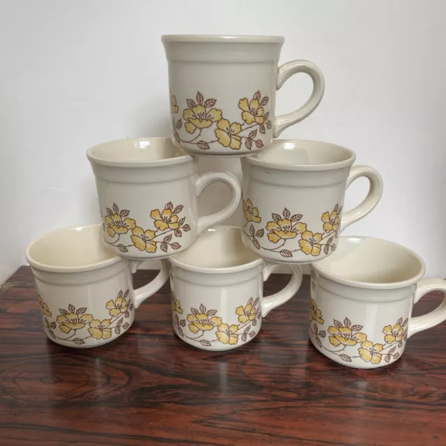 Biltons Made In England Flower Design Vintage Coffee Mug Set X 6 Great Condition