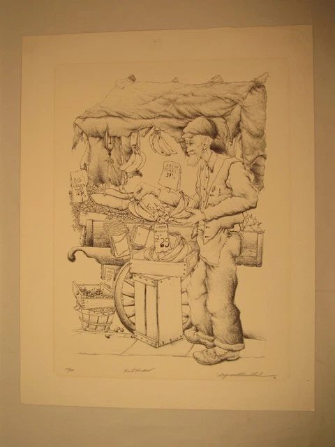 Seymour Rosenthal " Fruit Vendor " Hand Signed & Numbered Litho #107/200