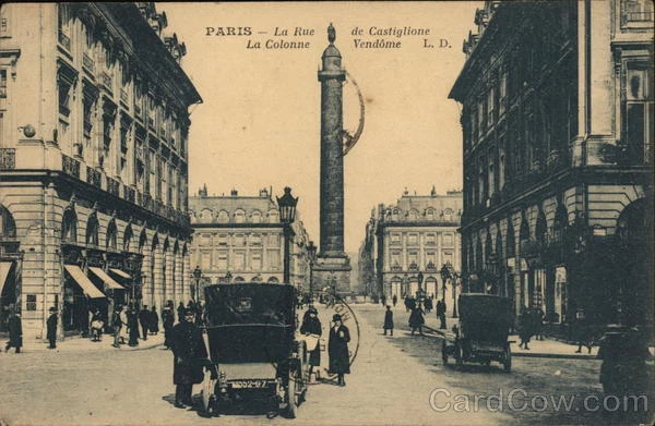 France 1922 Paris La Rue de Castiglione,La Colonne Vendome L.D. Paris Postcard