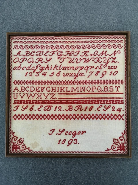 Stickbild aus dem Jahr 1893 Stickmuster Alphabet Antik Stick Bild Vintage