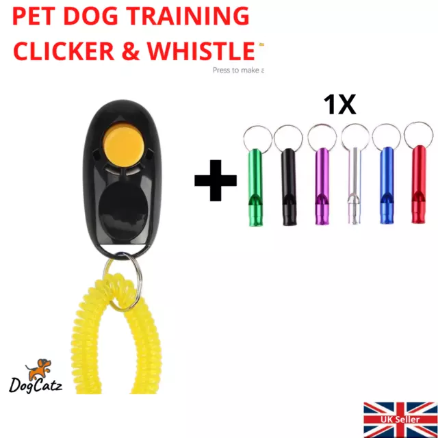 Pet Dog Clicker & Whistle, Training Puppy, Cats, Obedience, Recall, Stop Barking