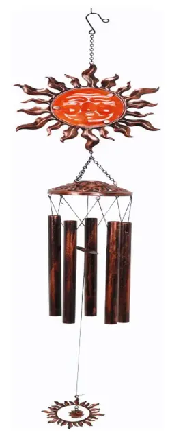 Comfy Hour Spring Is Here Collection 47" Metal Art Decorative Sunface Windchime
