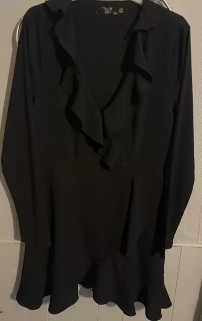 MISSGUIDED BLACK FRILL Trim Dress Size 14 14.00 PicClick UK