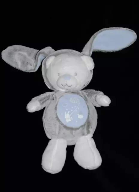 Peluche ours déguisé lapin MOTS D'ENFANTS bleu gris blanc doudou luminescent