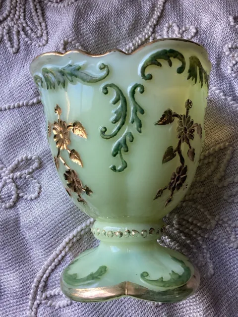 Antique Northwood Custard Uranium Glass Intaglio Open Sugar Bowl