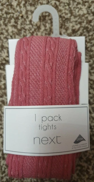 BNWT Next Baby Girls pink Cable Tights 12-18 Months 2