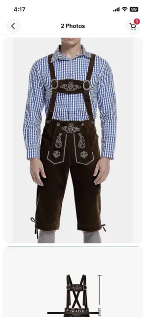 GloryStar Lederhosen Men German Bavarian Oktoberfest Leather Trousers Costume XL