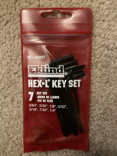 Eklind Tool  5/64" to 1/4"  SAE  Short Arm  Hex L-Key Set  Multi-Size in. 7 pc.