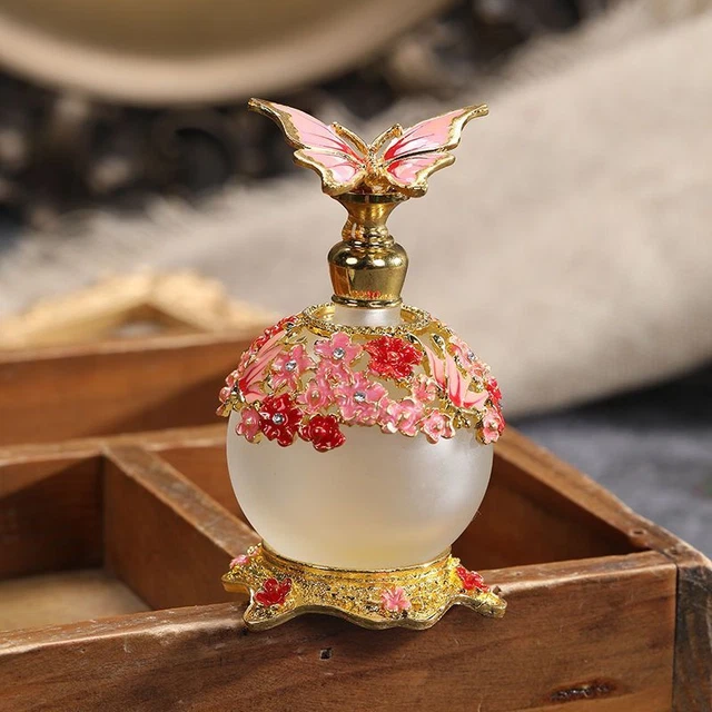 Girl butterfly flower retro style perfume bottle 30ml reusable royal pink