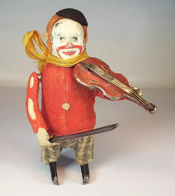 Schuco Tanzfigur Clown mit Geige Uhrwerk Vorkrieg Made in Germany Nr. 4 #1134