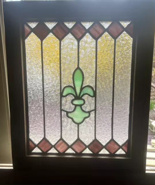 Nice small fleur de lis stained glass window