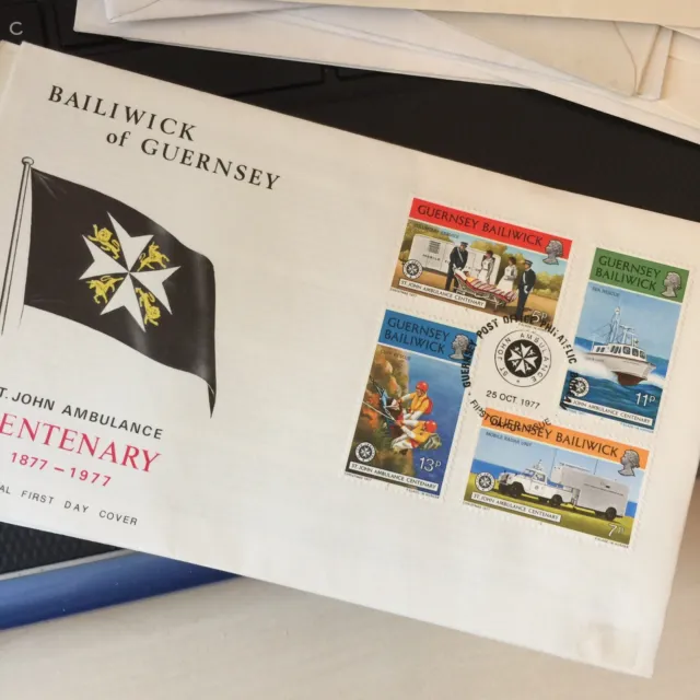 GV GUERNSEY 25 OCT 1977 CENTURY St JOHNS AMBULANCE FIRST DAY COVER Unaddressed