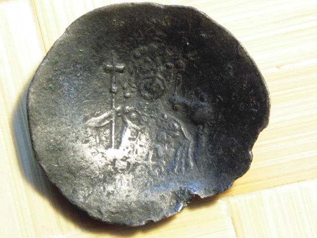 ANCIENT,Byzantine Coin,AE,Billon,Aspron Trachy,1078-1282 AD.cleaned,