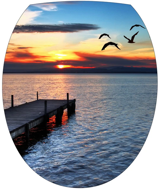 Sticker Déco Pour Abattant WC - Couché De Soleil 35x42 Cm - Art Déco Stickers - Neuf