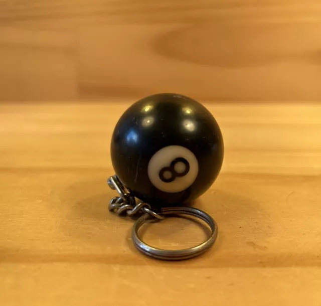 EIGHT BALL "Black" Awesome Little Snooker Pool Ball Keyring Fashion Accessory