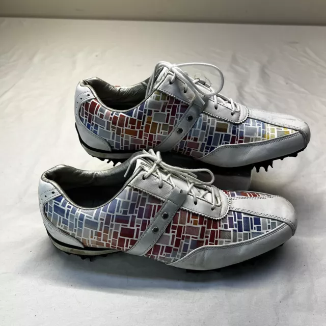 FootJoy LoPro Golf Shoes (97159) White Mosaic Multi Colored Womens Size 8.5M