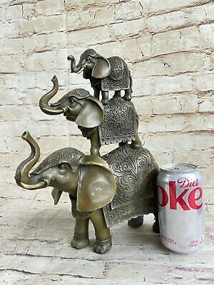 Elephant Jungle African Room Feng Shui Art Bronze Decor Sculpture Statue Gift NR
