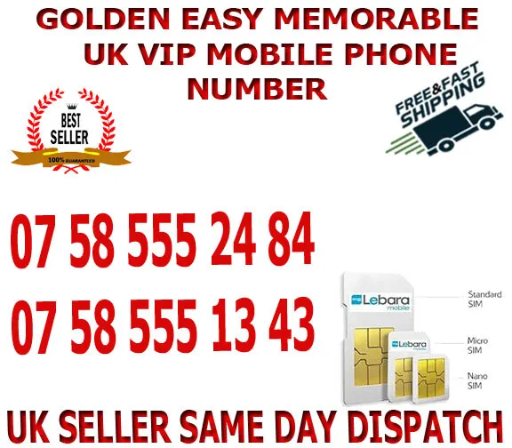 GOLDEN EASY MEMORABLE UK VIP MOBILE PHONE NUMBER/PLATINUM SIM ( Lebara  B 38 )