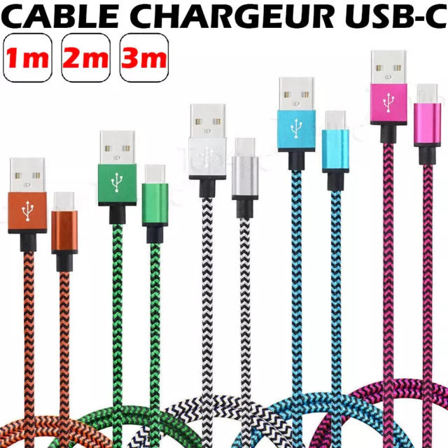 Cable Chargeur 3m pour Connectique Type C pour Smartphone USB