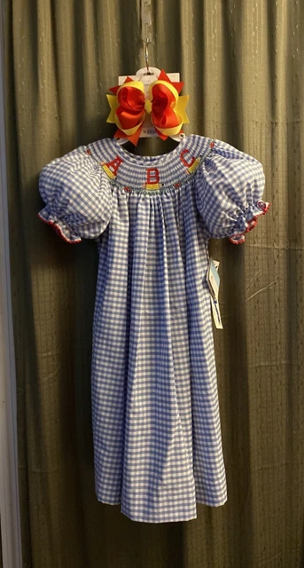 Girls NWT Silly Goose By Vive La Fete Smocked Dress School ABC’s Free Bow 6X