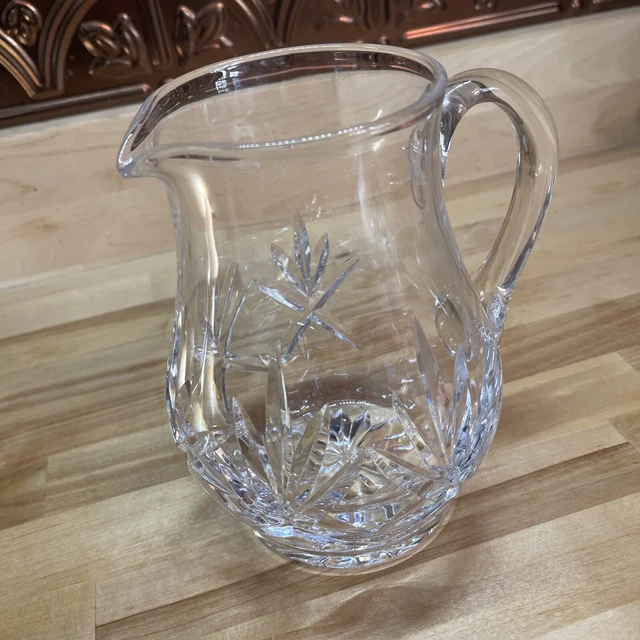 American Brilliant Period Cut Clear Glass Small Pitcher Squat Jug 7” X Fern ABP 12