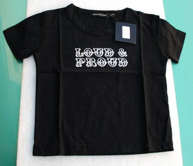 Rock Star Baby Rsb T-Shirt Bambini Argento " Loud & Fiero " Nero Per 2-4 J _01-1