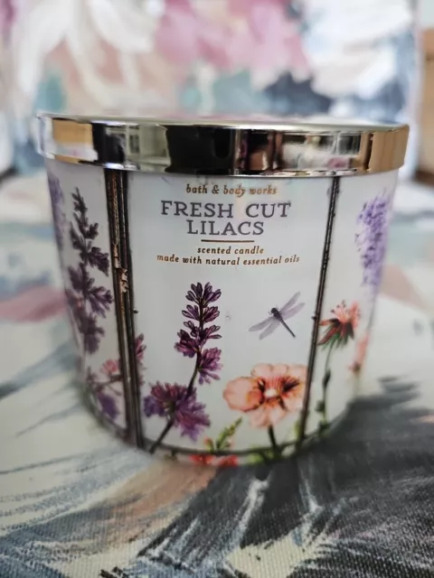 NEW Bath & Body Works FRESH CUT LILACS 3 Wick Candle W/ Essential Oils 14.5 oz