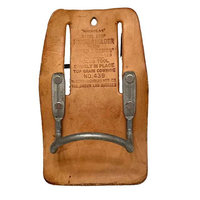 Nicholas Steel Loop Hammer Holder Cradle Design Cowhide No. 439