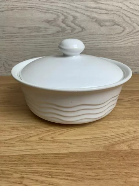 White Ceramic Lidded Casserole Dish 8" Diameter