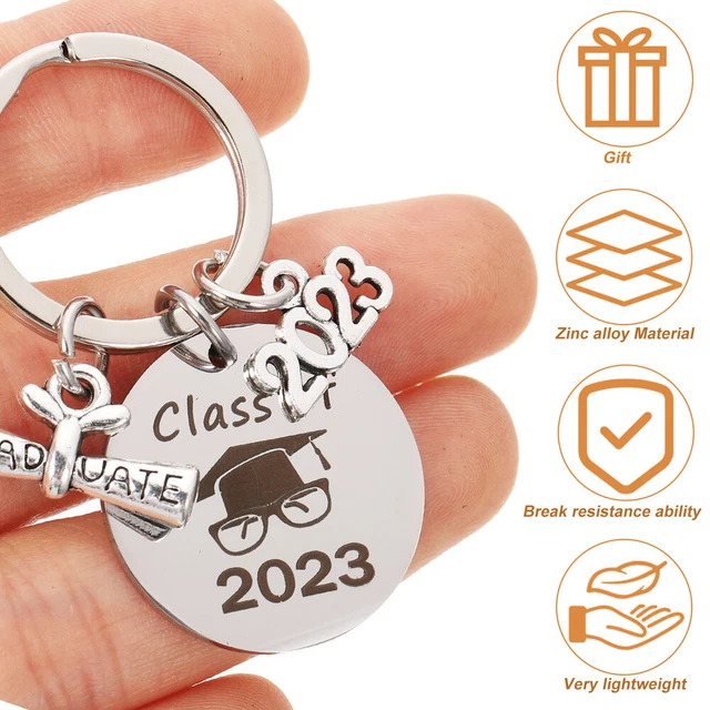 2 PCS Trousseau Académique Porte-clés En Métal Pendentif En Acier Inoxydable 4