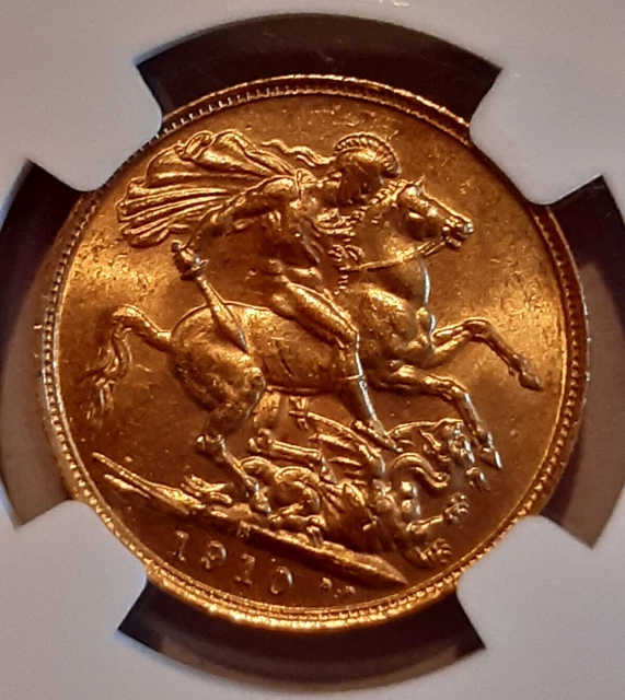 Edward VII Sovereign 1910 S Sydney 22ct Gold Slabbed MS62 Australia