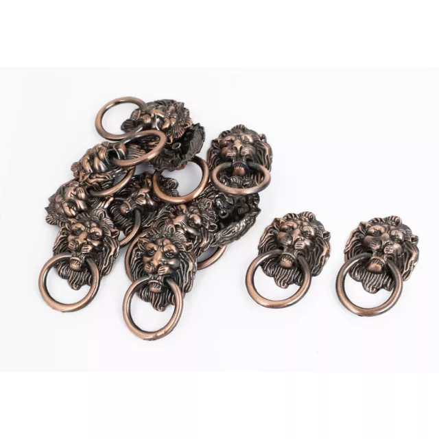 Furniture Door Cabinet Dresser Drawer Lion Head Ring Pull Handle Knob 12 Pcs