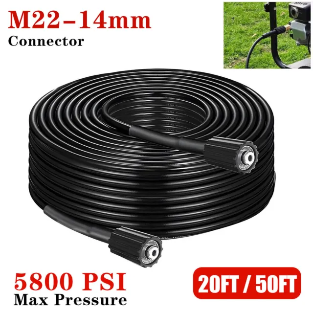 High Pressure Washer Hose 20ft/50ft 5800PSI M22-14mm Power Washer Extension Hose