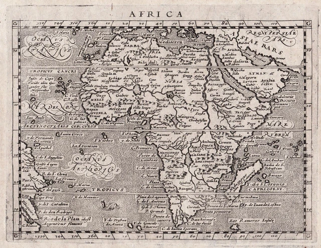 AFRICA AFRIKA AFRIQUE continent Kontinent map Karte Magini engraving ...
