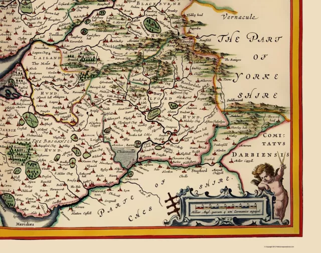 Lancashire County England - Blaeu 1645 - 23.00 x 29.16 3