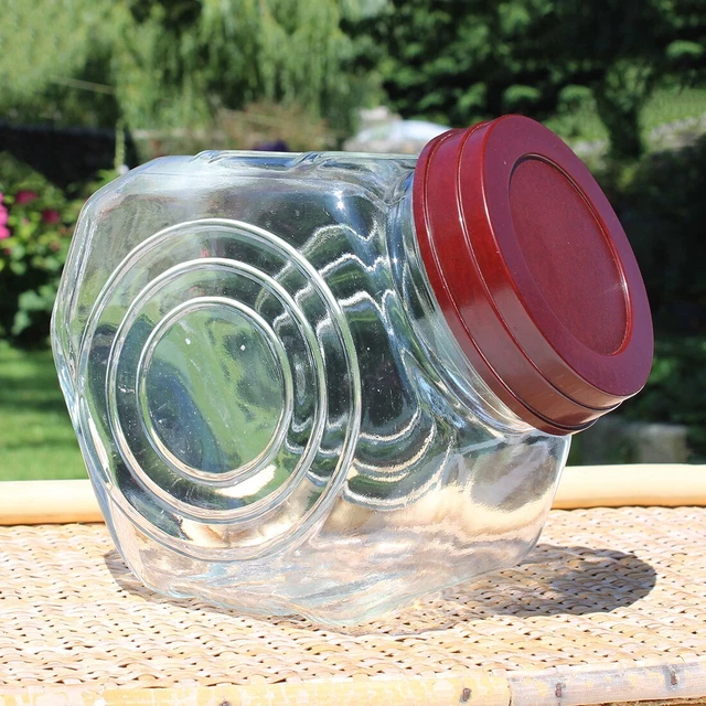 ANSQU Bocal en verre bleu de 1 000 ml avec couvercle, pot Mason coloré vintage pour cuisine, pot décoratif pour café, thé, bonbons, biscuits, jolis bocaux (bleu, 1 pièce