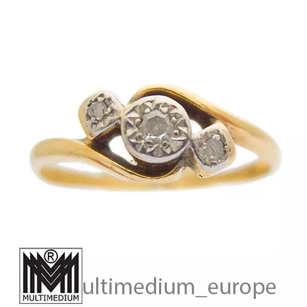 Antiker Jugendstil 750 Gold Platin Fingerring Diamanten 18ct ring diamonds GB