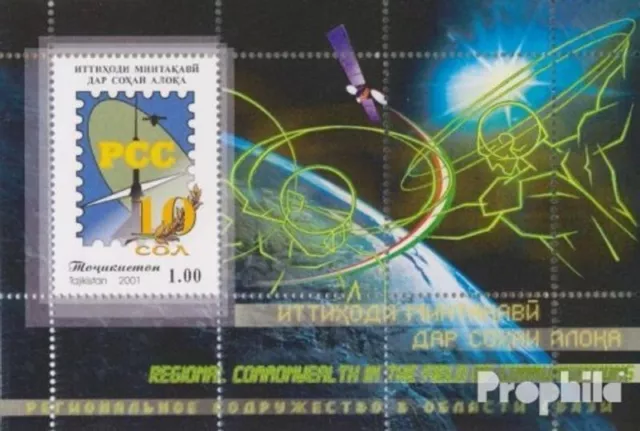 Briefmarken Tadschikistan 2001 Mi Block27A postfrisch Raumfahrt