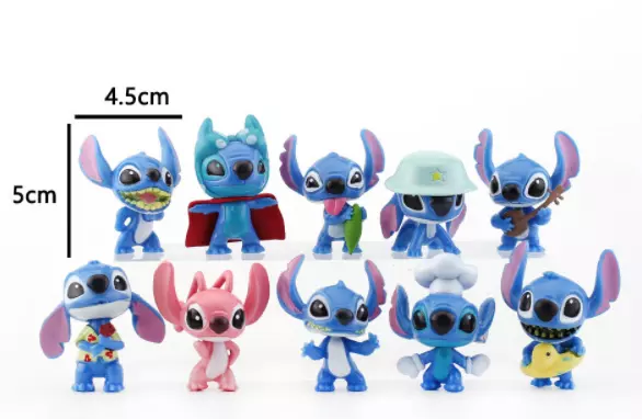10PCS/SET Disney Stitch Angel Cartoon Mini Action Figures PVC Toys Dolls 5cm/2"
